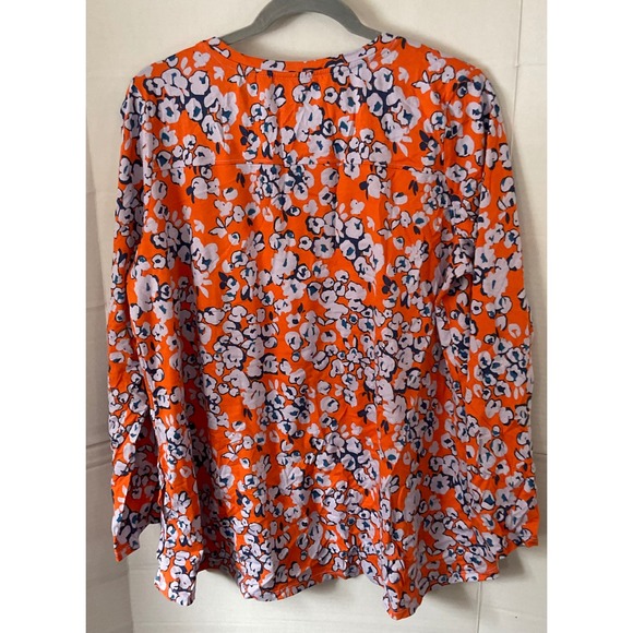 LOGO Lori Goldstein Womens Orange Floral Cotton Modal Long Sleeve Top L - Picture 9 of 9